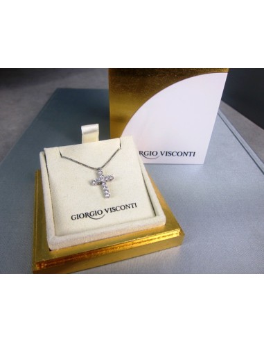 Girocollo  in oro bianco con ciondolo a croce in brillanti