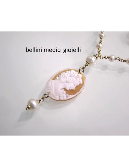 GIROCOLLO IN ARGENTO CON CAMMEO E PERLE