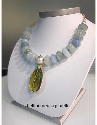 girocollo in argento con acquamarina...