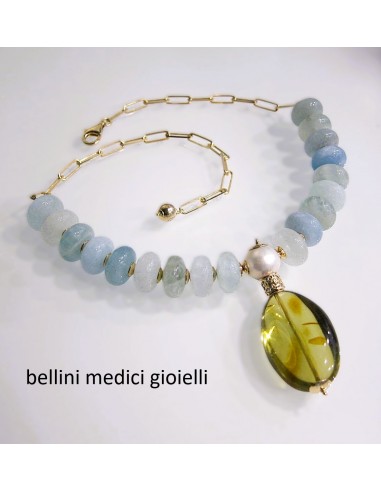 girocollo in argento con acquamarina...