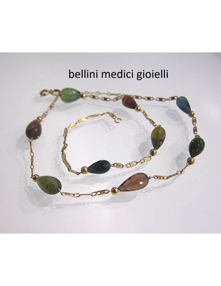 girocollo con tormaline taglio a goccia sfaccettato