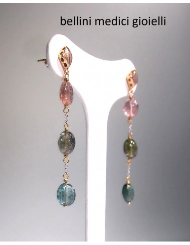 ORECCHINI IN ORO ROSA CON TORMALINE A...