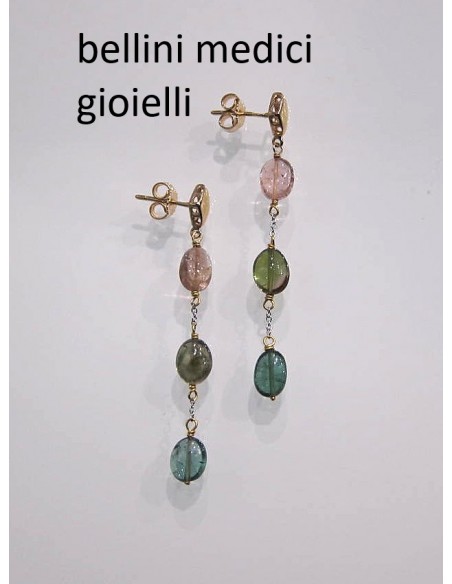 ORECCHINI IN ORO ROSA CON TORMALINE A SASSO