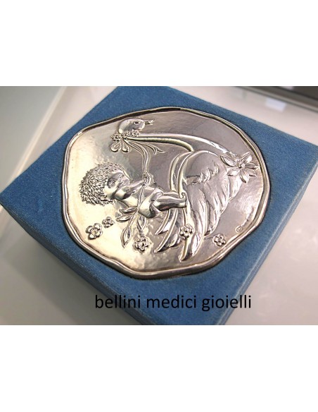 scatola con piastra della nascita in argento Torrini