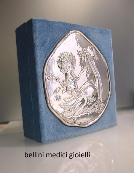 scatola con piastra della nascita in argento Torrini